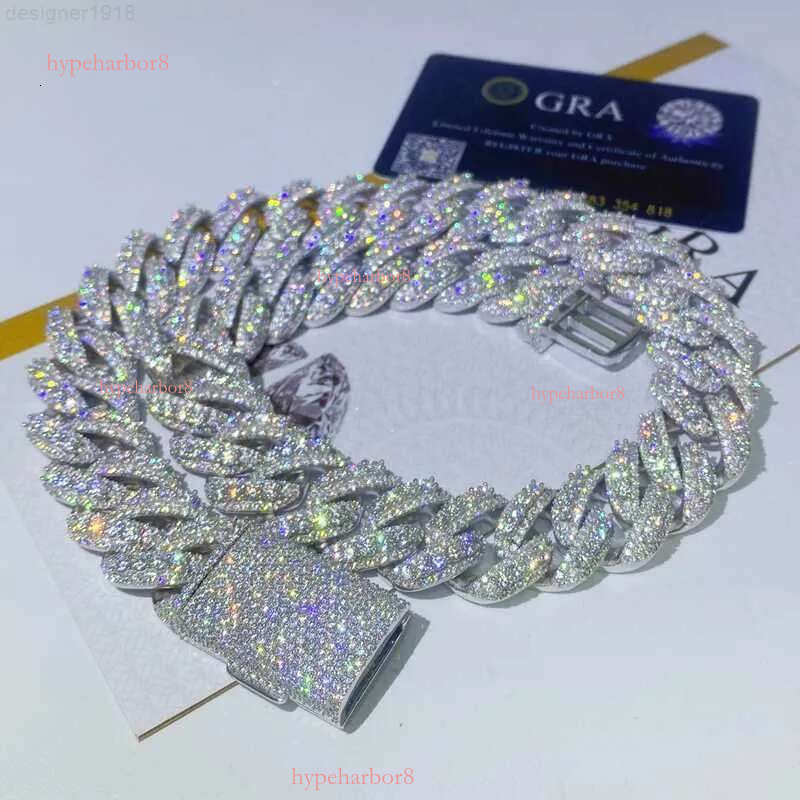 Custom Vvs Moissanite Dia Cuban k Chain Ice Out 18mm Hip Hop Men Jewelry Pendant Necklace Miami