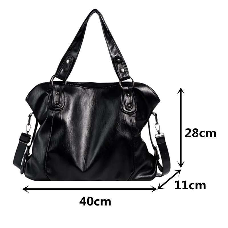 Big Black Shoulder Bags For Women Large Hobo Shopper Solid Color Quality Soft Leather Crossbody Handbag Lady Travel Tote Bag