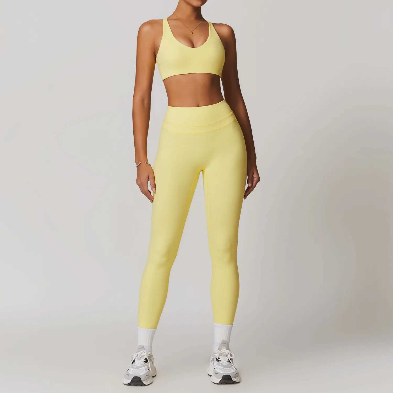 JUREN Yoga Set 2PCS Sports Set Womens Quick Drying Gym Set Womens Track and Field Clothing Running Exercise Short Sleeve Sports Yoga Clothing W250326