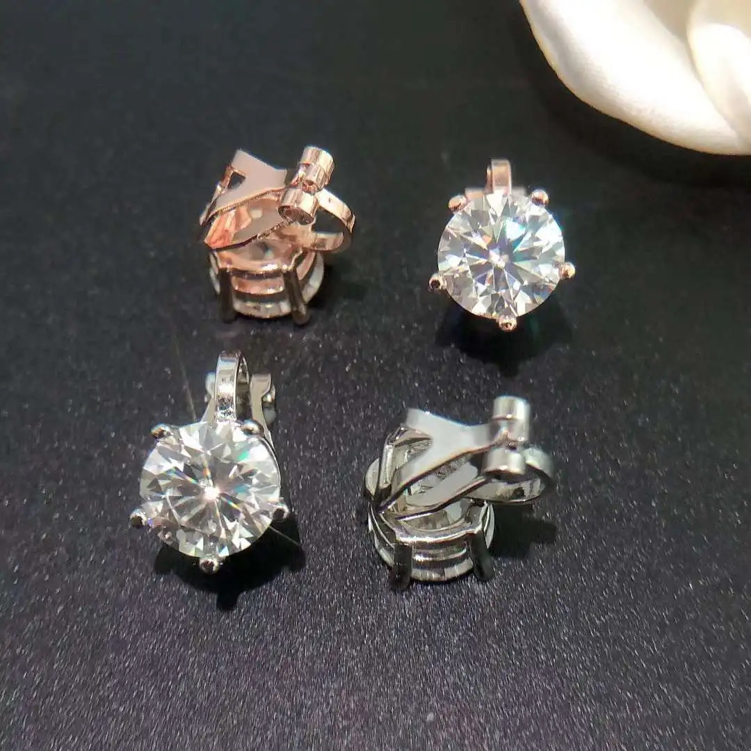 1/2CT D Color Diamond Earings Clip Copper Original Jewelry Earings Clip for Women without Earings Hole 250318