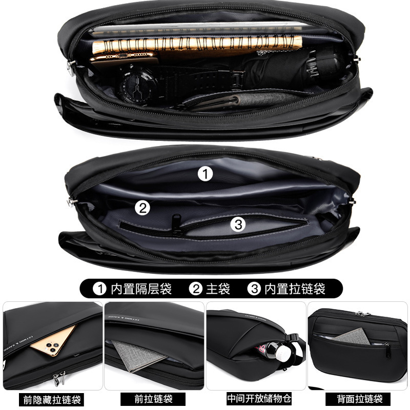 New Men's Chest Trend Single Shoulder Diagonal Cross Workwear Commuting Sports Waist Anti Splash Function Motorcycle Bag For Men