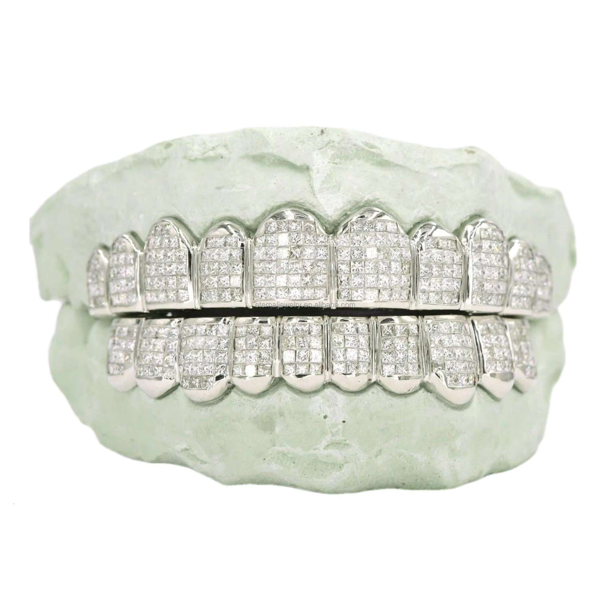 Custom Moissanite Grillz Ice Hiphop Invisible Setting Diamond Men Women Top bottom 925 Sterling Silver Teeth Perm Cut Grillz