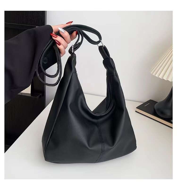 Large Capacity Tote 2024 Spring and Summer New Fashionable Simple Splicing Underarm Commuter Shoulder Bag for Women