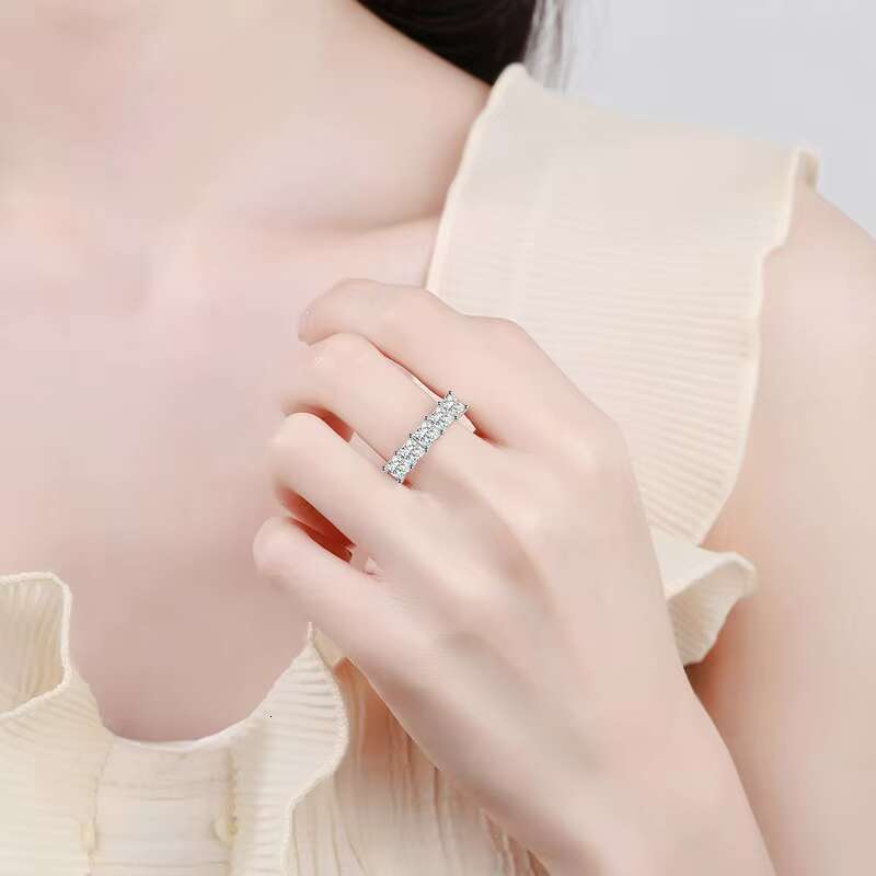 Womens Princess Cut Moissanite Ring in 925 Sterling Silver