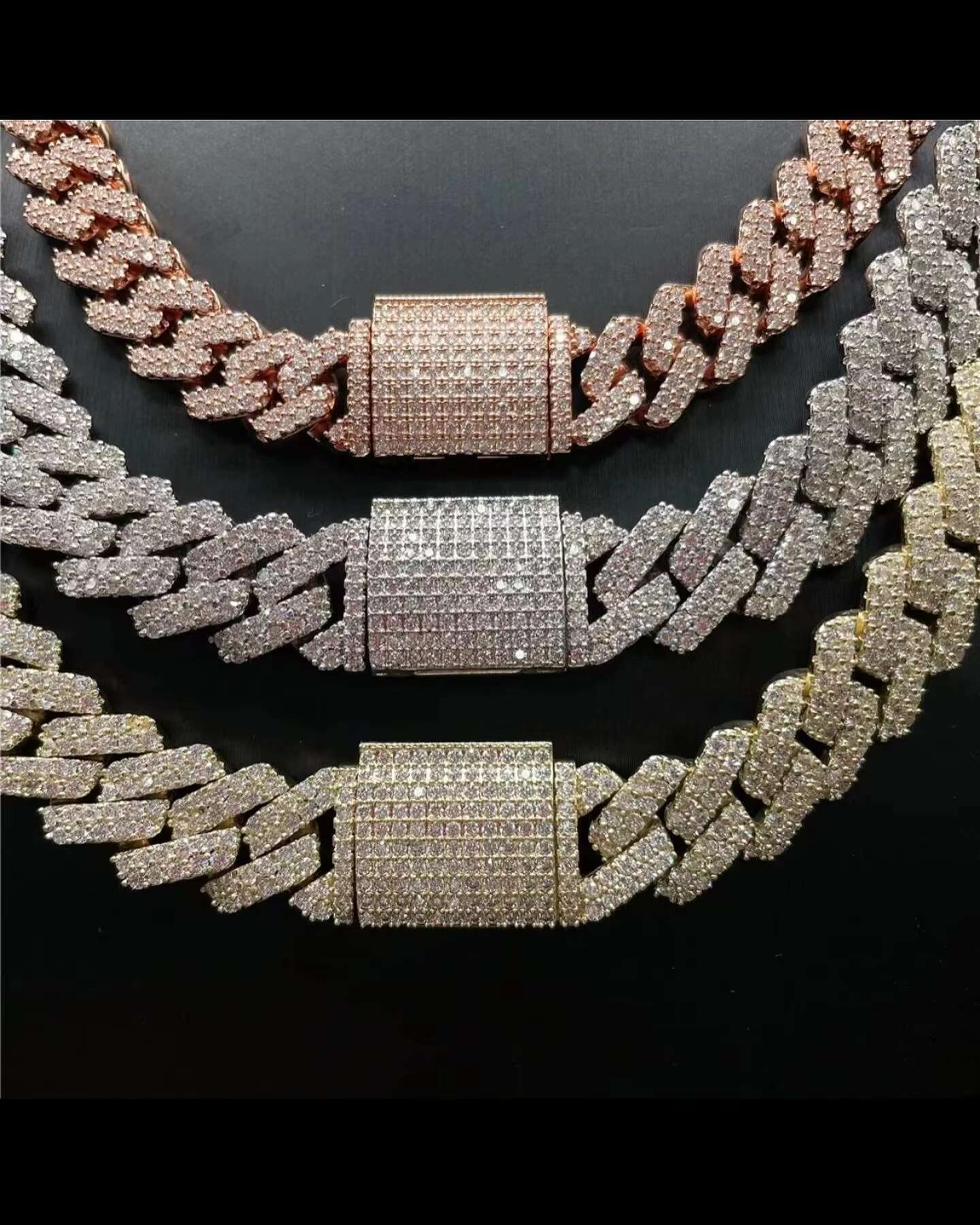 Sterling Silver Hip Hop Moissanite Cuban Link Chain VVS Moissanite Tennis Chain Thick Miami Moissanite Necklace