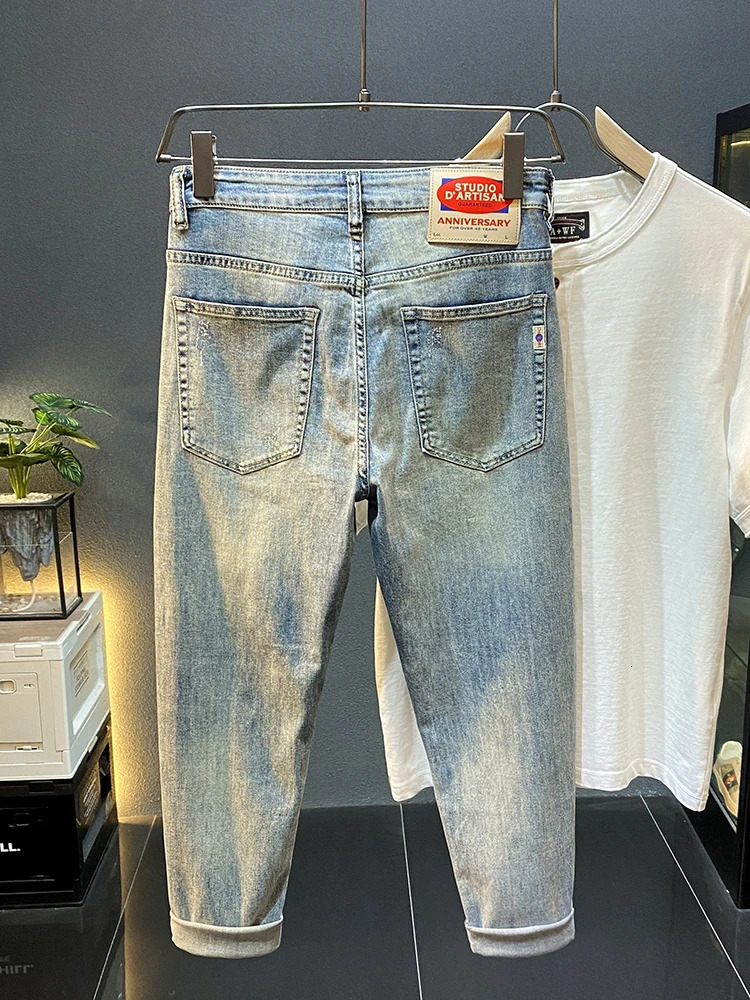 highend stretch Harun jeans suitable for mens fashion casual edition loose and comfortable basic slim fit small leg pants 250326