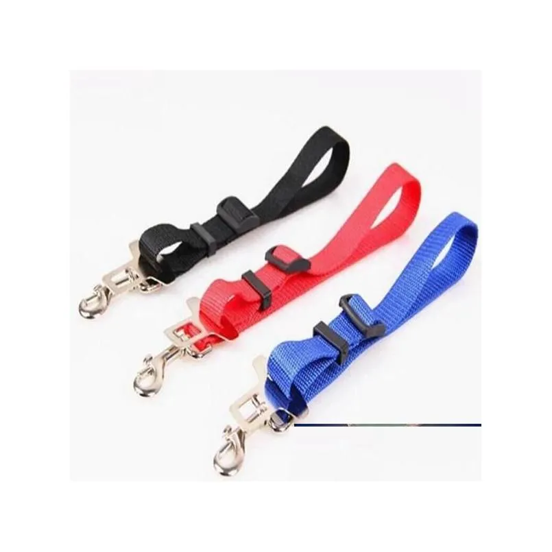Dog Collars Cat Car Safety Seat Belt Harness Adjustable Pet Puppy Pup Hound Vehicle Seatbelt Lead Leash For Dogs Drop Delivery ZZ
