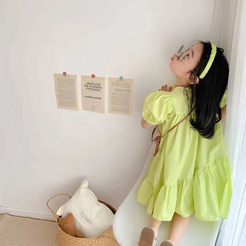 Baby girl summer dress new patchwork short sleeved irregular dress with large hem princess dress fashionable childrens clothing W250326