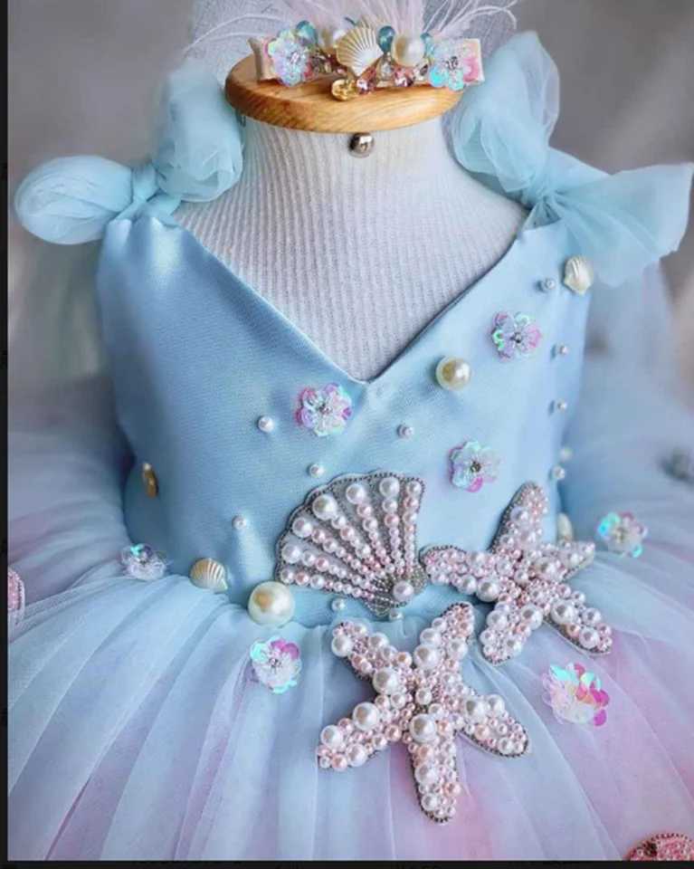 Flower Girl Dress Princess Wedding Par Dress Sparkling Organic Crew Neck Childrens Birthday Dress W250326