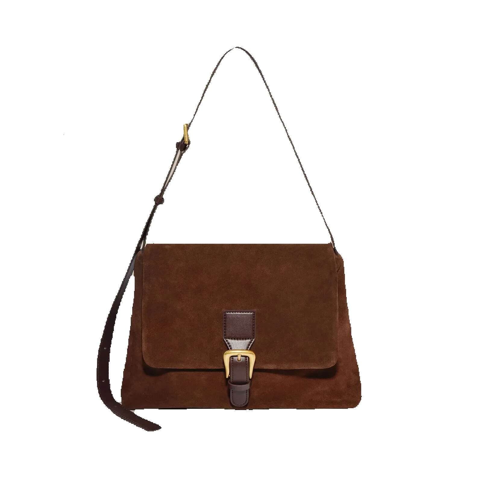 Leather Tote Women's Vintage Suede Underarm Bag Large Capacity Commuter Frosted Cowhide Crossbody Shoulder Bag