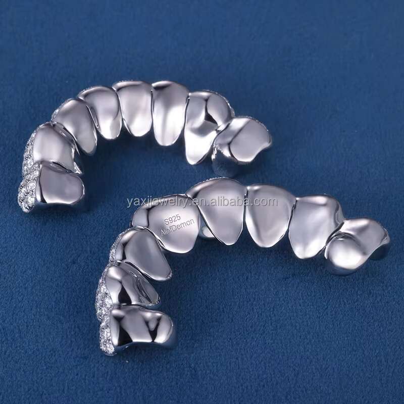 YAXI Custom 6Top 6bottom 10K 14K 18K Gold Plated Silver 925 Full VVS Diamond Moissanite Grillz Iced Out Hip Hop Teeth Grillz