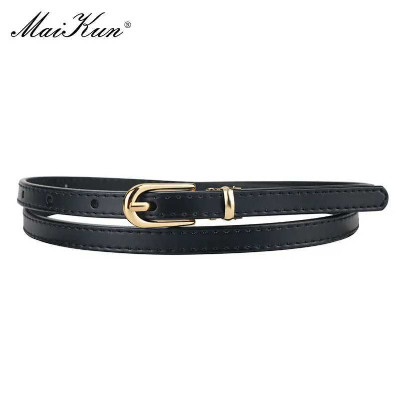 Maikun Womens Belt Alloy Buckle Genuine Leather Thin Belt Womens Belt W250326