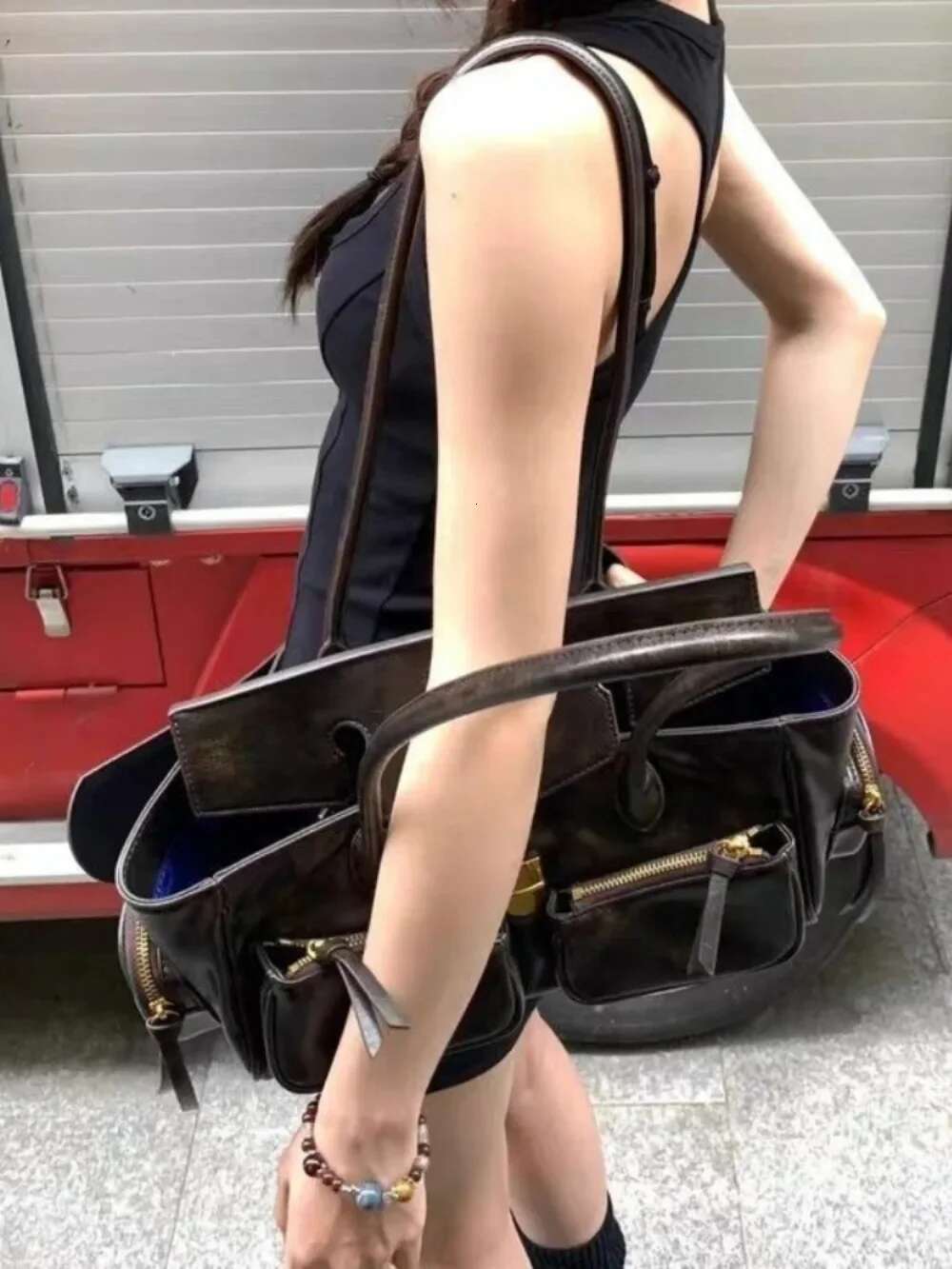 New Moto All-Match Multiple Pockets Handbags Senior Casual Vintage Commuter Shoulder Bag Large Capacity Haruku Single-Shoulder