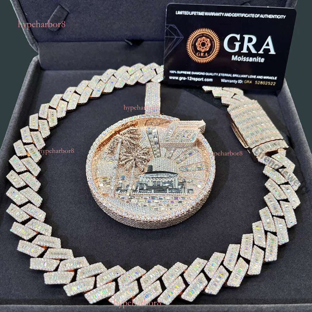 moissanite necklace designer jewelry cuban k Customization Cuban Necklace Full Iced Out Hiphop Chain Pass The Dia Test chain chains for men