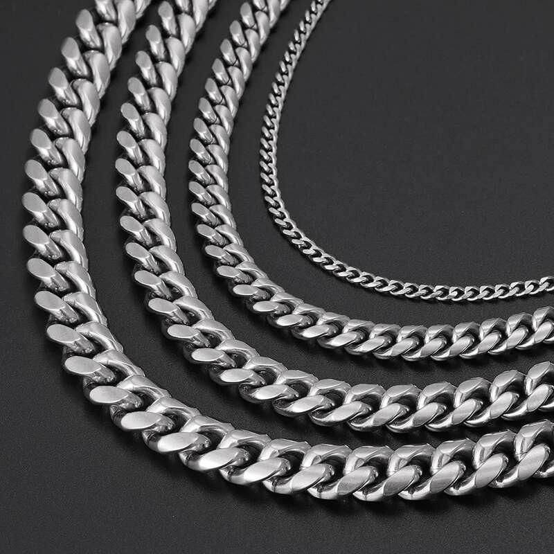 TUHE 6mm -14mm Wide Chains Necklaces Stainless Steel Cuban Link Chain For Men Hip Hop Jewelry