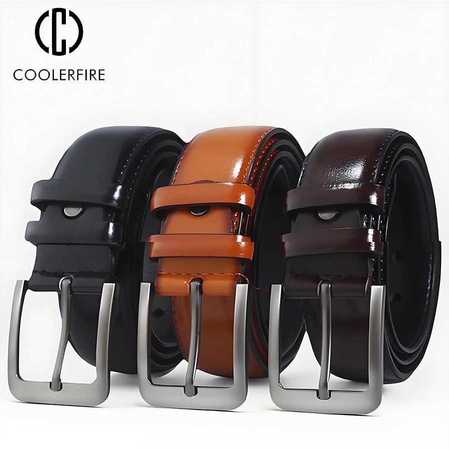 PU mens belt luxury designer high-quality fashionable retro brown denim mens belt buckle W250326