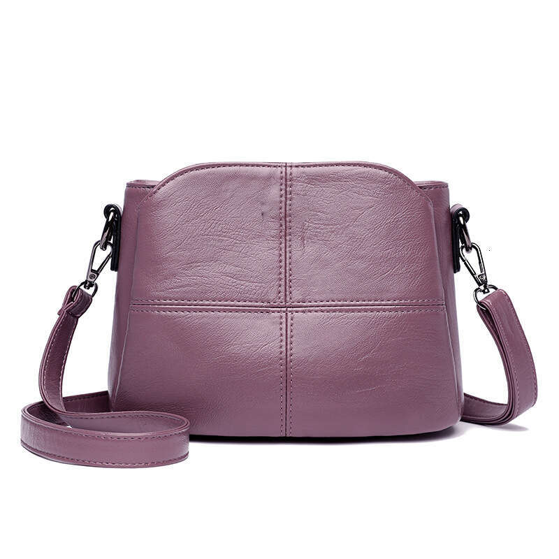 Soft leather fashionable bucket small middle-aged mother 2025 new Korean version, simple and atmospheric single shoulder crossbody bag, casual