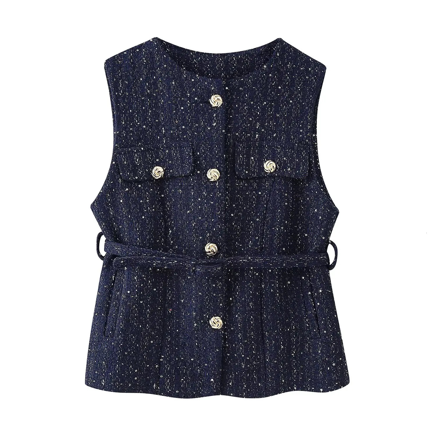Taop Za Womens Spring/Summer Collection European and American Fashion Simple with sequin textured vest 9298725 250320