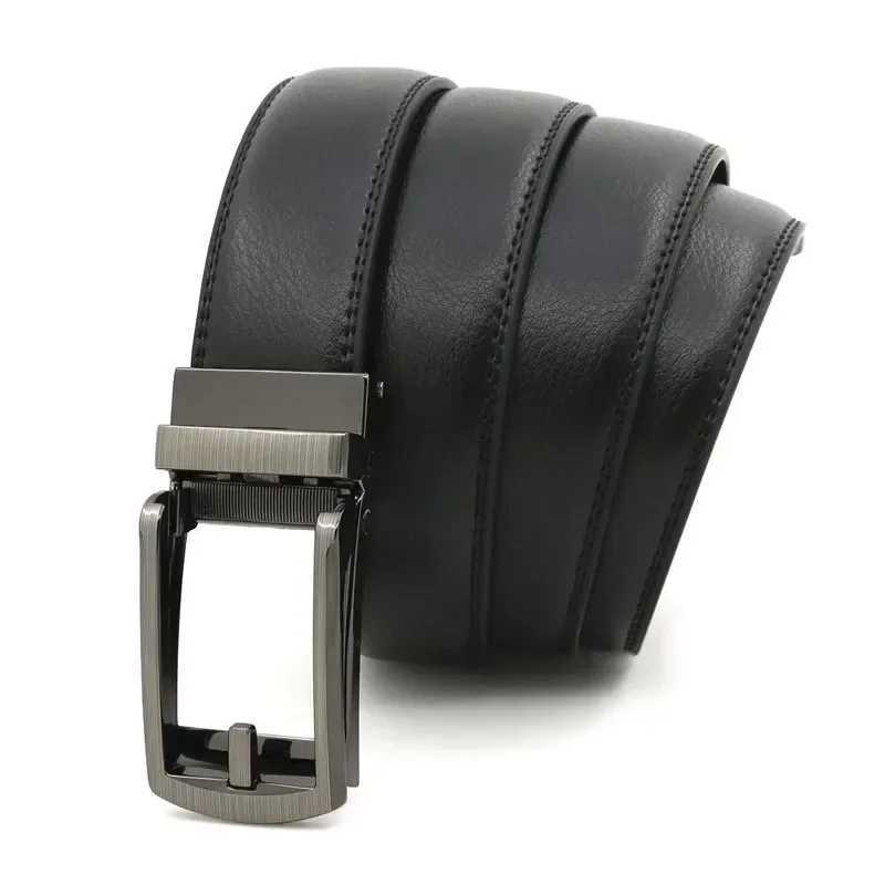 3.5cm genuine leather mens belt alloy automatic buckle double-layer denim business casual mens belt wholesale W250326