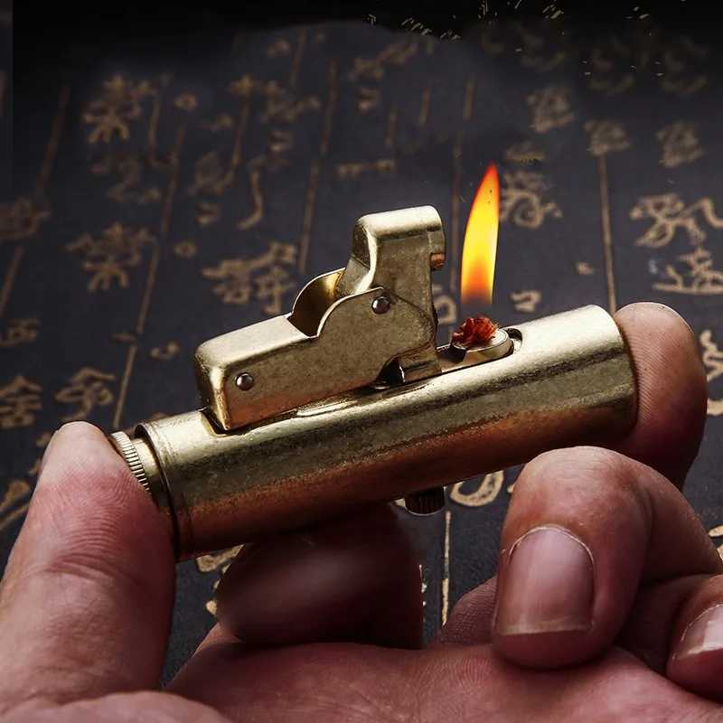 Honest Pure Copper Press Ignition Kerosene Lighter Vintage Retro Gasoline Trench Lighters Mens Smoking Gifts Collection LighterC250326
