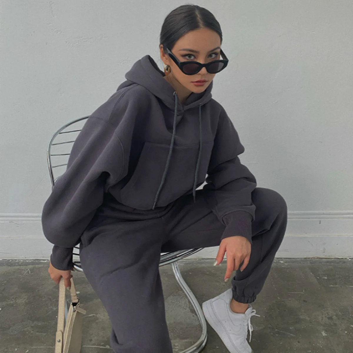 Sports Thick Winter Womens Track and Field Wear Pink Wool Sports Pants and Sweaters Womens Pants and Tops 2-piece Set 250320