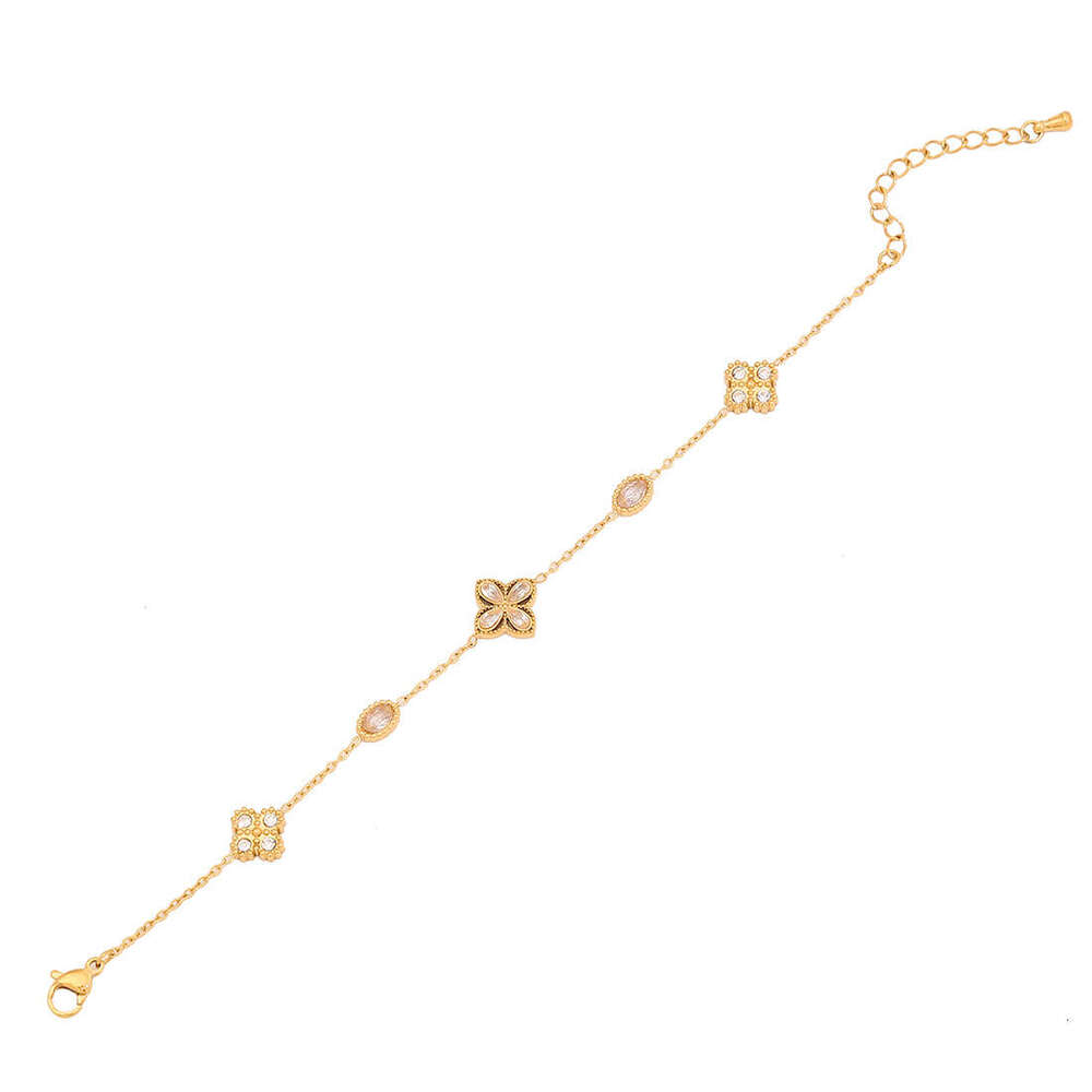 Clover Bracelet Designer jewelry 4/ Leaf Bracelet Gold Plate Agate Diamond double layered chain with pearl accessories Chain birthday Gift Party desig