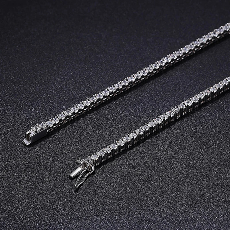 NeeTim 345mm womens tennis necklace S925 silver 18k goldplated fashionable hiphop party jewelry 250317