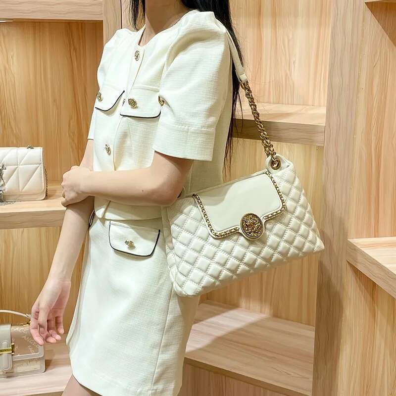 Brand Genuine Leather Chain For Women In 2024, New Designer With A Sense Of , Large Capacity Underarm Shoulder Bag