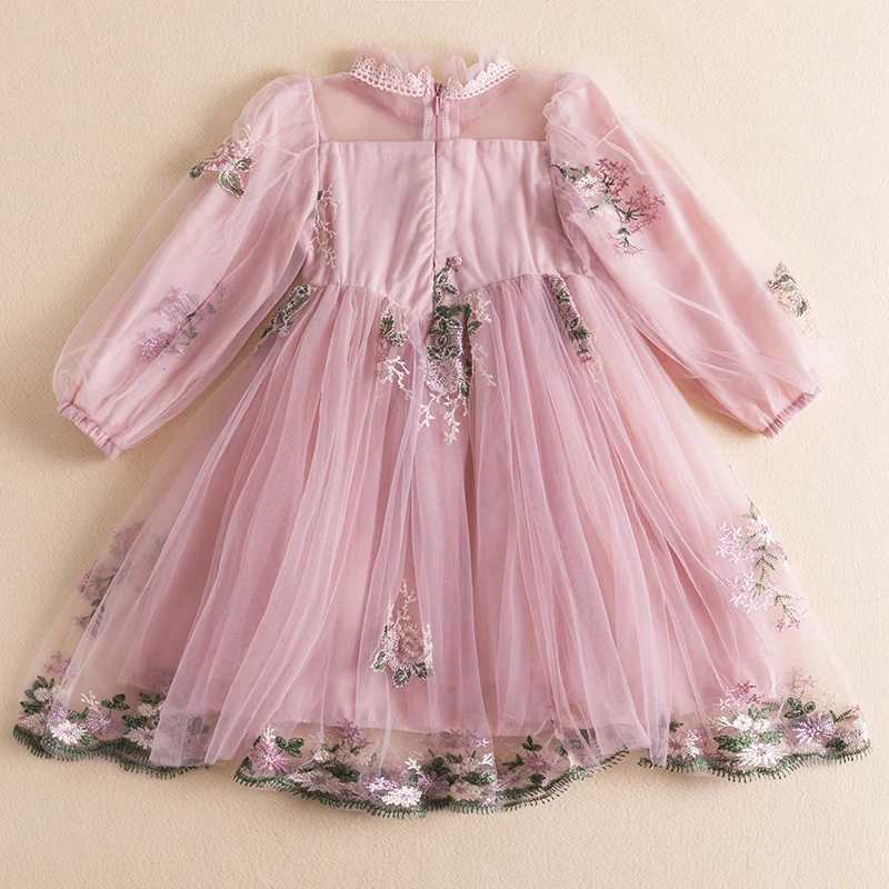 2 6 8 Yrs Spring Girls Princess Dress Long Sleeve Autumn Childrens Chiffon Vestidos Flower Elegant Par Dress Childrens Casual Cloth W250326