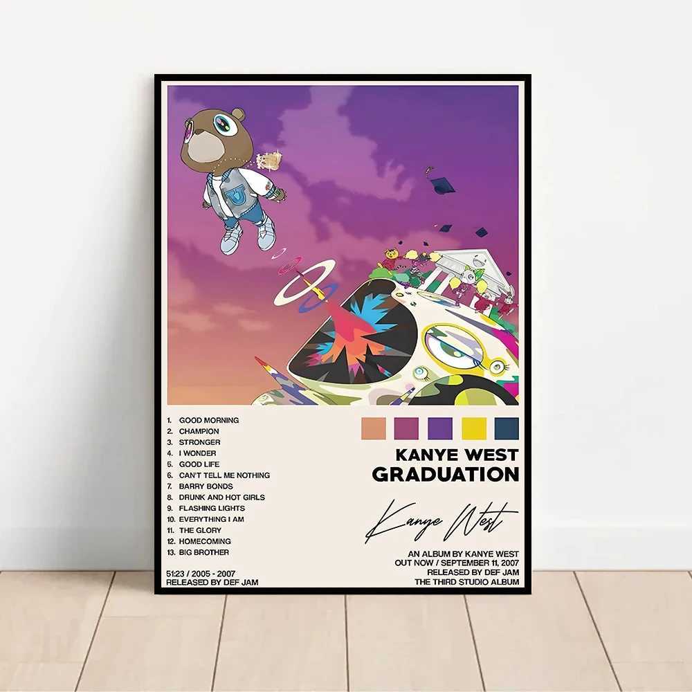 Rap Singer Kanye West Art Poster Pop Music Album Cover High-definition Printed Canvas Painting Home Wall Decoration FramelessC250326