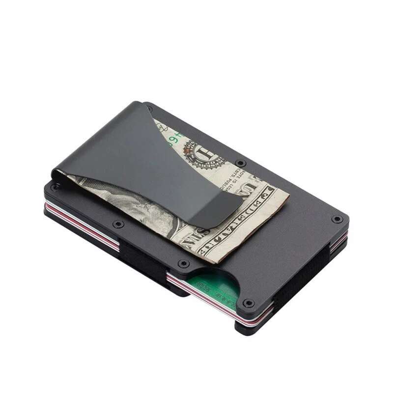 RFID Clip On Metal Wallet Aluminum Alloy Minimalist Credit Card Clip On Designer Wallet 2025 Full-color Ultra-thin Commercial Bank ID Protective Cover
