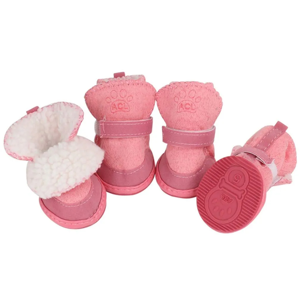 Dog Apparel 4pcs Pet Shoes Waterproof Winter Boots Socks Anti-slip Puppy Cat Rain Snow Booties Footwear For Small Dogs Chihuahua