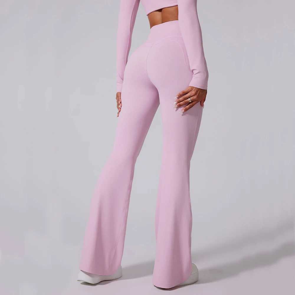 Womens high waisted Flared Legging gym fitness yoga pants exercise running sports legs womens control abdomen yoga wide leg pants W250326