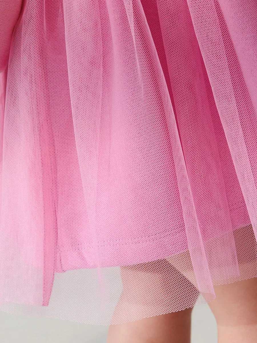 Spring/Autumn 2025 European and American Sled Girl Long Sleeve Mesh Dress 2-7 Year Childrens Cotton Princess Dress W250326