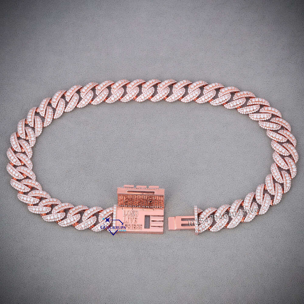 Hiphop Moissanite Necklace Custom Lock 20mm Cuban Link Chain VVS Diamond Moissanite Chain Solid 925 Silver Ice Jewelry