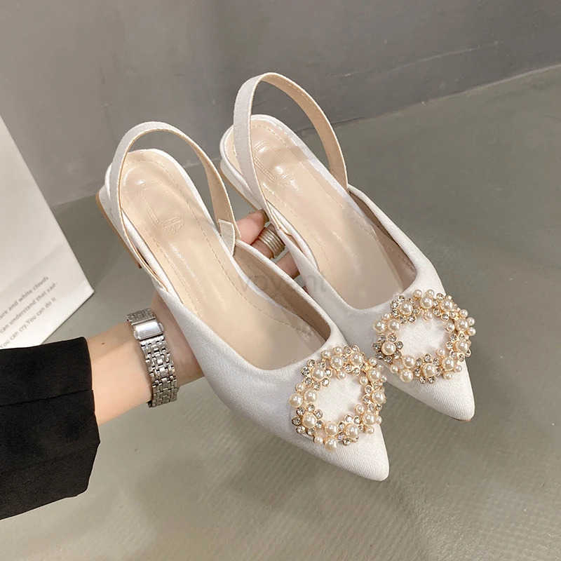 Wen High Heel Sandals Summer New Fashion Pointed Toe Rhinestone Formal Back Emp Cfortable Ladies Par Luxury Me Shoes Z250326