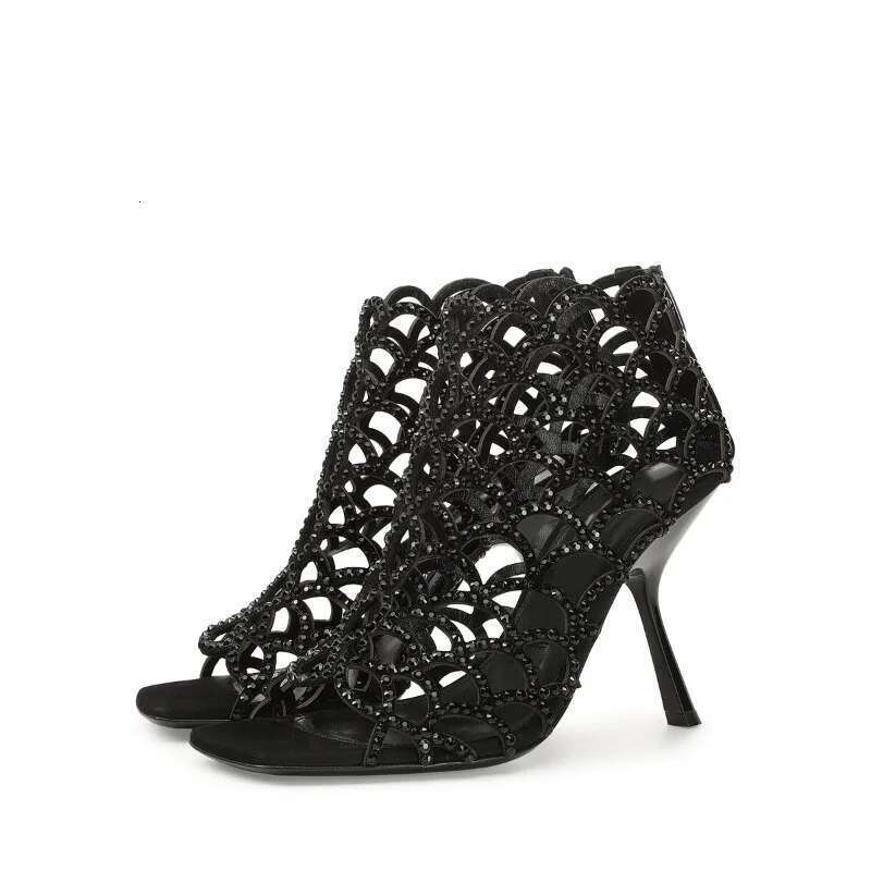 High Heel Women S Spring And Summer New Fashion Stiletto High Heels Large Sizes Water Dia Rear Zipper Hollow Out Cool Boots