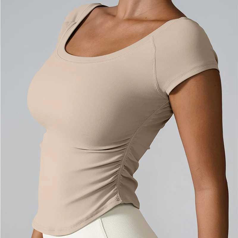 Womens Fitness Sports T-shirt Top Womens Outdoor Sports Loose Short Sleeve Fitness Running Womens Fast Drying Breathable Yoga Shirt W250326