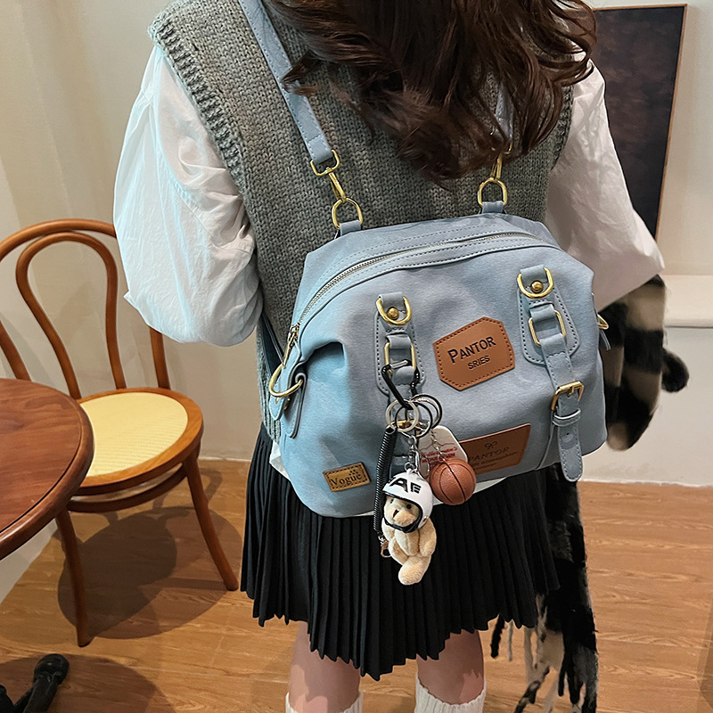 2024 new denim large capacity women's simple casual crossbody small bag commuting backpack trend