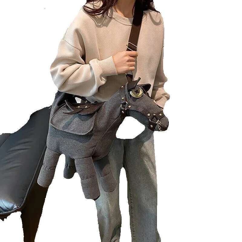 Women's Casual Canvas Large Capacity Creative Pony Shoulder Crossbody Bag