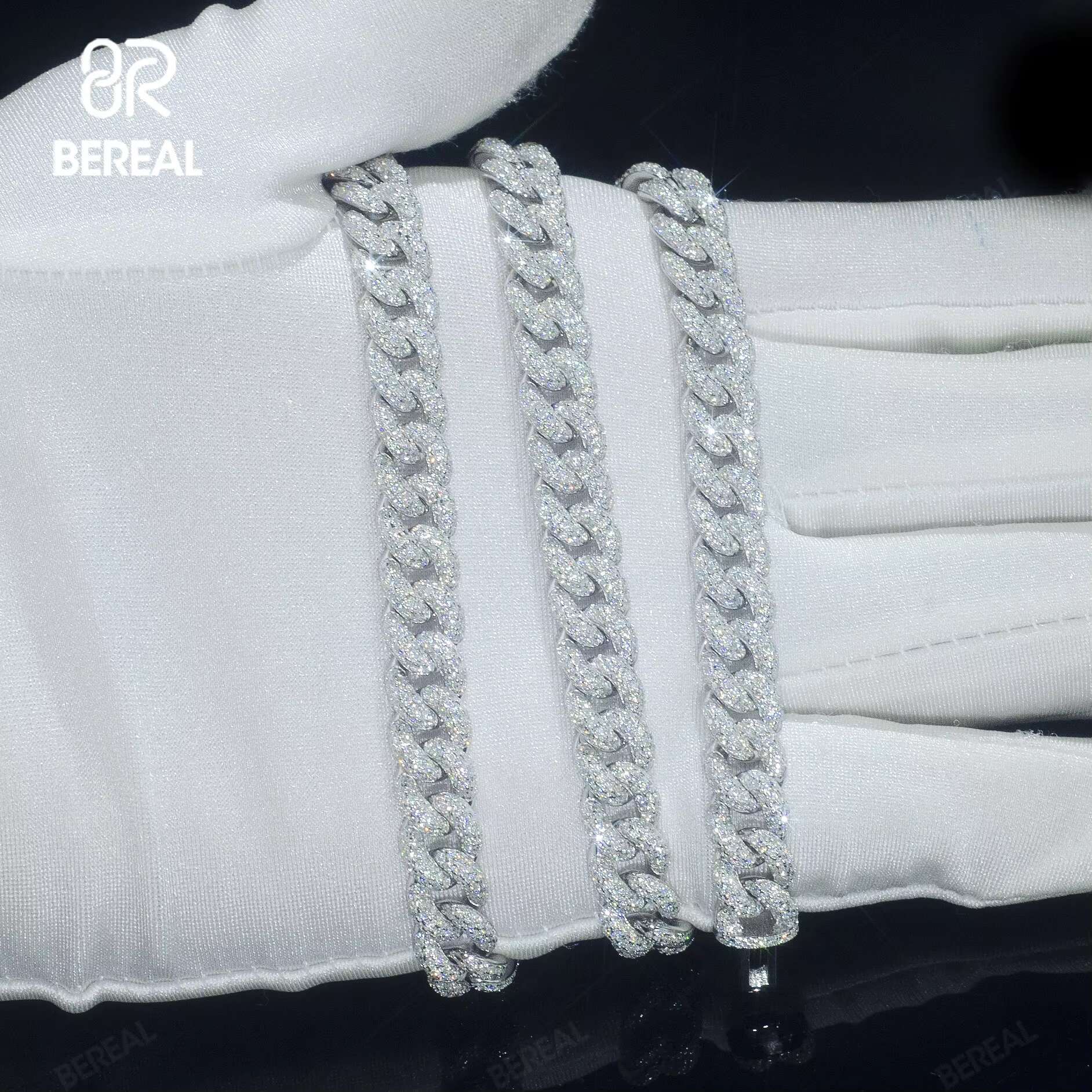Wholesale 8MM 10MM 12MM 14MM Moissanite Cuban Link Chain Necklace Men Hip Hop Iced Out Vvs Diamond 925 Silver Cuban Bracelet