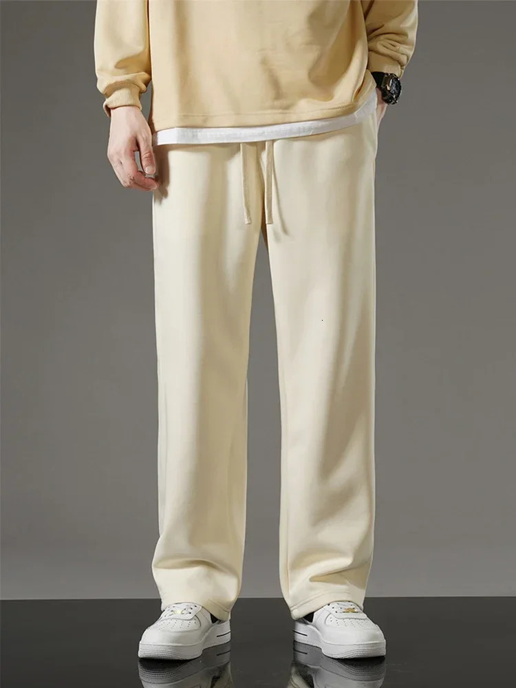Summer thin ice silk mens casual Trouser fashionable straight bag sweatpants jogging basketball outdoor wide pants 250326