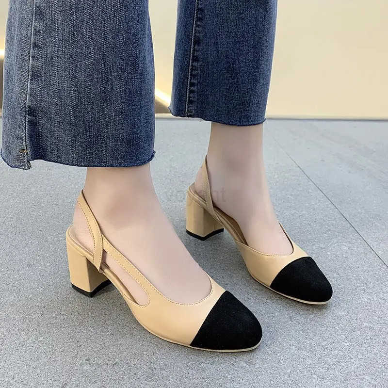 Summer Sandal For Wen High H Sandals Retro Closed Square Toe Mes Shoes Girls Wedding Shoes Elegant Wans Low H Z250326