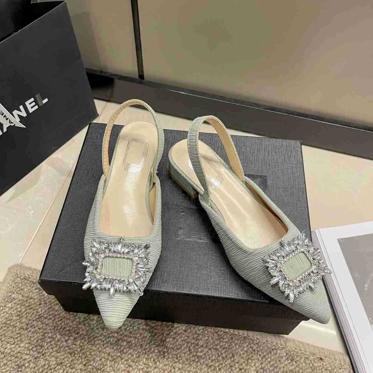 Beige Heeled Sandals Clear Shoes Wens Black Rhinestone Medium Pointed Closed New Spring Gladiator Block Girls Z250326