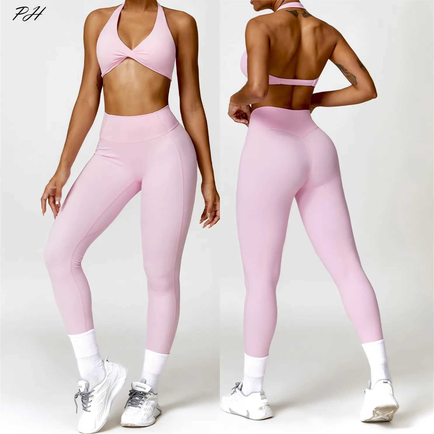 2PCS yoga set nude feeling exercise set womens track and field suit gym push ups fitness running exercise suit sports bra leg set W250326