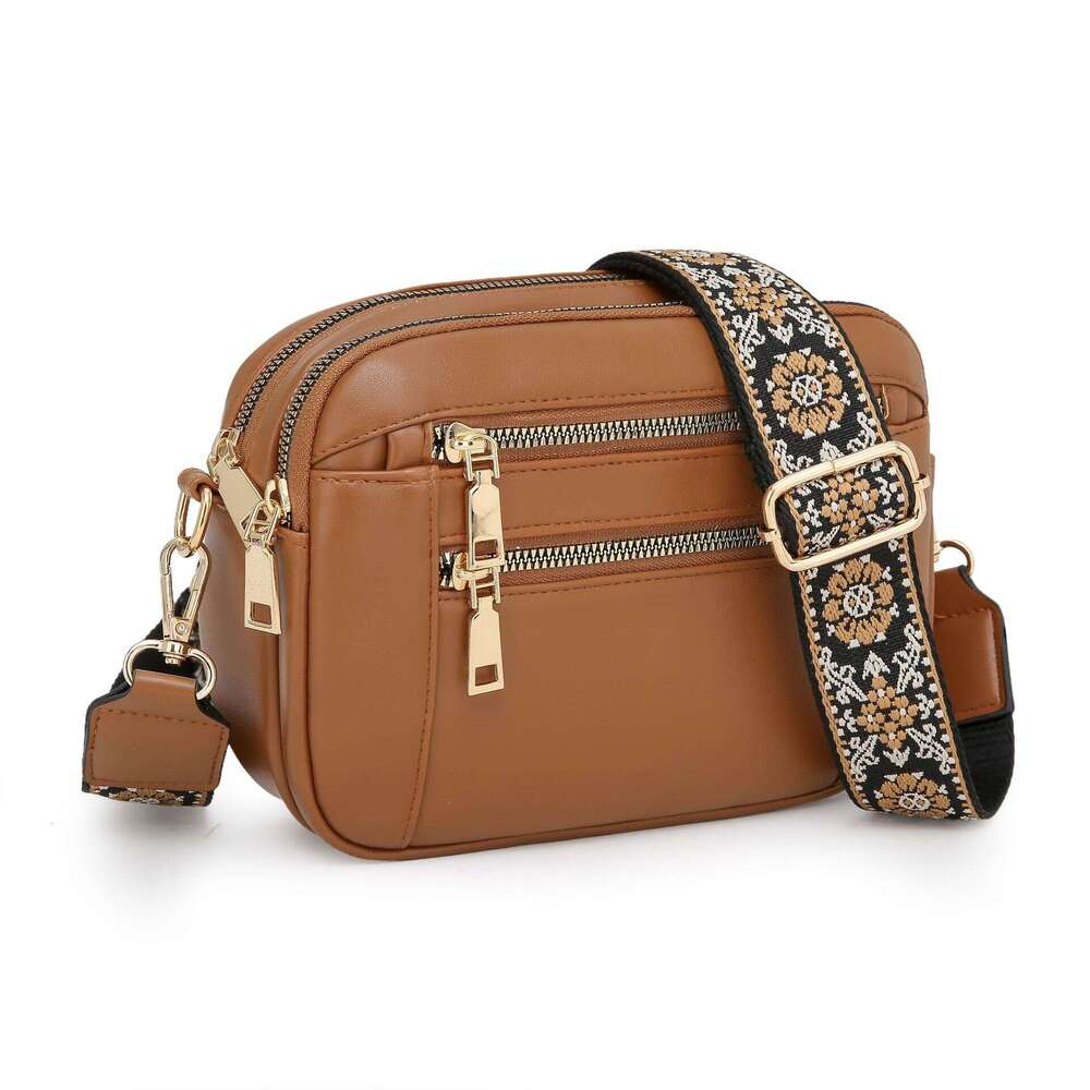 New versatile casual PU women's simple and luxurious, single large capacity, wide shoulder strap, crossbody bag, trendy
