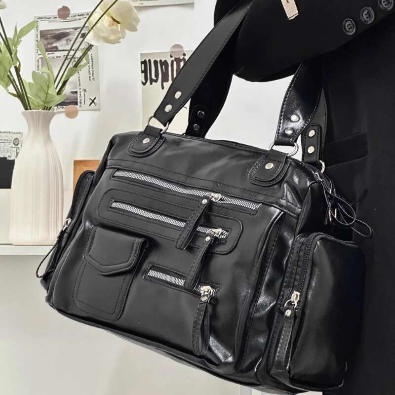 Punk Vintage Men Women All Match Casual Shoulder Bags Design Fashion Trendy Handbags Streetwear Ins Zipper Underarm Bag