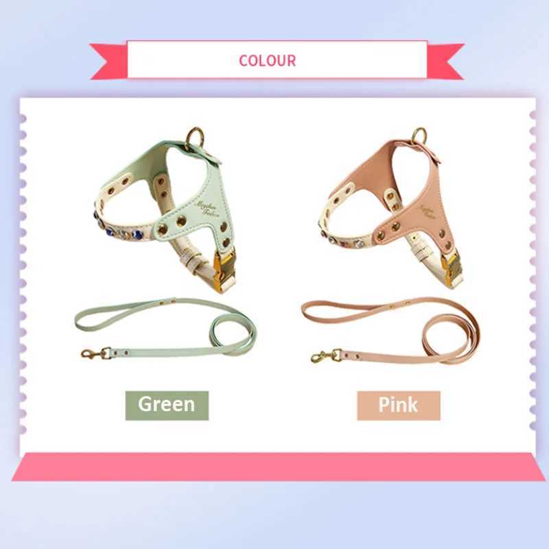 PU leather dog and cat harness vest and belt set imitating diamond pet harness puppy pet harness pet supplies X250326