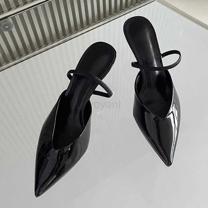 Footwear Shallow Ladies Heeled Sandals Shoes Fashion Pointed Toe Wen Medium H Sandals Shoes Fem Slides Big Size 43 Z250326