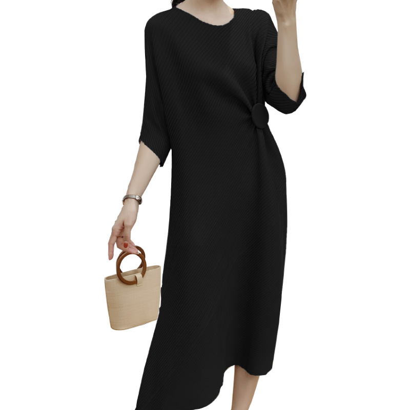 G31156 high quality mid-length summer new solid color pleated skirt versatile loose large size women
